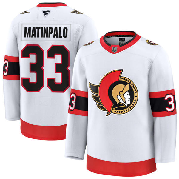 Men's Ottawa Senators #33 Nikolas Matinpalo Fanatics White Away Premium Jersey